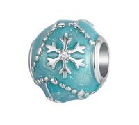 MAITONGG Fiocchio Di Neve Farfalla Charms 925 Argento Sterlina Blu Cristallo Corona Perline Adatto Braccialetto Fai Da Te Collana Pendente