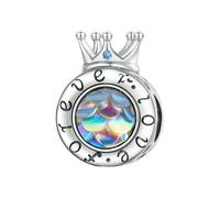 MAITONGG Fiocchio Di Neve Farfalla Charms 925 Argento Sterlina Blu Cristallo Corona Perline Adatto Braccialetto Fai Da Te Collana Pendente