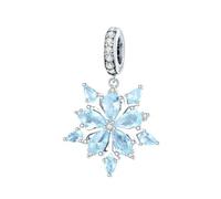 MAITONGG Fiocchio Di Neve Farfalla Charms 925 Argento Sterlina Blu Cristallo Corona Perline Adatto Braccialetto Fai Da Te Collana Pendente