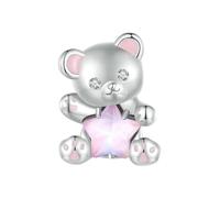 MAITONGG Love Bear Charm 925 Sterling Silver Star Pendant Heart Bead Fit Collana Originale Braccialetto Fai Da Te Gioielli