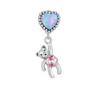 MAITONGG Love Bear Charm 925 Sterling Silver Star Pendant Heart Bead Fit Collana Originale Braccialetto Fai Da Te Gioielli