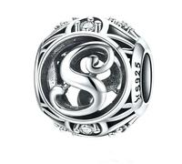 MAITONGG Vintage A-Z Lettera Incanti 925 Sterlina Argento Alfabeto Perline Cave Adatto Braccialetti Donna Gioielli