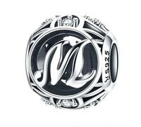 MAITONGG Vintage A-Z Lettera Incanti 925 Sterlina Argento Alfabeto Perline Cave Adatto Braccialetti Donna Gioielli