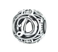 MAITONGG Vintage A-Z Lettera Incanti 925 Sterlina Argento Alfabeto Perline Cave Adatto Braccialetti Donna Gioielli