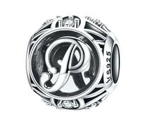 MAITONGG Vintage A-Z Lettera Incanti 925 Sterlina Argento Alfabeto Perline Cave Adatto Braccialetti Donna Gioielli