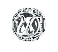 MAITONGG Vintage A-Z Lettera Incanti 925 Sterlina Argento Alfabeto Perline Cave Adatto Braccialetti Donna Gioielli