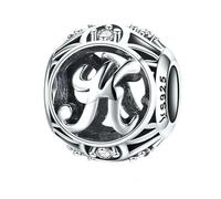MAITONGG Vintage A-Z Lettera Incanti 925 Sterlina Argento Alfabeto Perline Cave Adatto Braccialetti Donna Gioielli