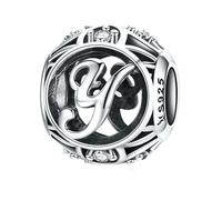MAITONGG Vintage A-Z Lettera Incanti 925 Sterlina Argento Alfabeto Perline Cave Adatto Braccialetti Donna Gioielli