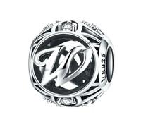 MAITONGG Vintage A-Z Lettera Incanti 925 Sterlina Argento Alfabeto Perline Cave Adatto Braccialetti Donna Gioielli