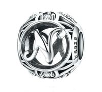 MAITONGG Vintage A-Z Lettera Incanti 925 Sterlina Argento Alfabeto Perline Cave Adatto Braccialetti Donna Gioielli