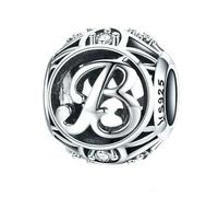 MAITONGG Vintage A-Z Lettera Incanti 925 Sterlina Argento Alfabeto Perline Cave Adatto Braccialetti Donna Gioielli