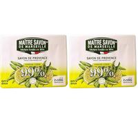 Maître Savon de Marseille - Sapone di Provenza Verbena-Limone - Extra Delicato - 2x100g - 99% Ingredienti Naturali - Mani & Corpo (Confezione da 2)