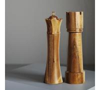 MAITTON Macina Sale e Pepe con Design Scacchi in Legno - Set Macinapepe Manuale con Meccanismo in Ceramica, Regolabile 20cm
