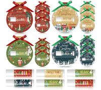 Maitys 12 Set Regalo di Babbo Natale Balsamo Labbra con Biglietti di Auguri Natalizi e Nastro di Avvolgimento Regalo di Capodanno per Amici Colleghi Insegnanti e Dipendenti