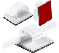 Maitys 60 Pezzi Clip per Cavi da Esterno Con Nastri Adesivi Ganci Autoadesivi Fermacavi per Luce Fata e Decorazione (L, Bianco)