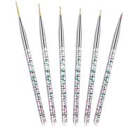 Maitys Set di 6 pennelli per eyeliner, a punta fine, sottili, in gel, attivati con acqua, per grafica, cosmetici, strumenti per il trucco (stile luminoso)