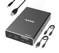 MAIWO Enclosure RAID per disco rigido a doppia baia per SSD SATA da 2,5 pollici HDD, RAID 0/1/JBOD/PM, USB 3.1 Gen 2 10Gbps con UASP, capacità 16 TB, alloggiamento esterno in alluminio HDD