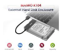 Maiwo K104 HDD SSD Enclosure USB 3.0 a 3.0 HDD Hard Drive Enclosure Supporto SSD da 2,5 Pollici Tool Free (Nero)