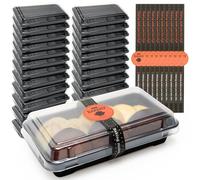 MAIXINNEW 25 Pezzi Scatole per Fette di Torta con Coperchi Trasparenti, Contenitore Plastica per Fette di Torta 16x9,5 cm, Scatole per Dolci Piccole con Adesivi Sigillanti per Torte, Biscotti, Panini