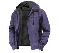 Maiyifu-GJ Giacca invernale da uomo, taglie forti, vintage, foderata in pile spesso, foderata in sherpa, calda giacca termica con cappuccio casual, Viola, 5XL