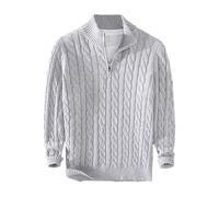 Maiyifu-GJ Maglione da uomo con collo a lupetto lavorato a maglia a trecce Slim Fit dolcevita a maniche lunghe con zip a quarto, Grigio2., M