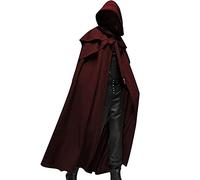 Maiyifu-GJ Mantello da uomo a lunghezza intera, con cappuccio, per Halloween, casual, retrò, gotico, lungo, per cosplay, feste, palcoscenico, rosso, XXXL