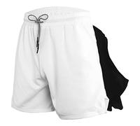 Maiyifu-GJ Pantaloncini corti da uomo per allenamento, corsa, palestra, allenamento, atletica, leggeri, per yoga, sport all'aria aperta (bianco, 3XL)