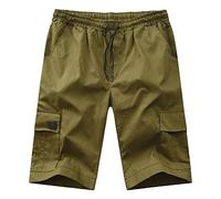 Maiyifu-GJ Pantaloni corti da uomo casual con tasche multiple con elastico in vita, vestibilità comoda, pantaloncini cargo, vestibilità ampia, leggeri, per attività all'aperto (verde militare, 4XL)