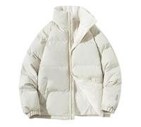 Maiyifu-GJ Piumini da uomo Addensare Bubble Jacket Caldo Stand Collar Cappotto Manica Lunga Zip Up Puffer Outwear, Bianco 2, X-Large