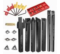 Maizoon Set di 7 barre di alesatura per tornio CNC CLCR da 10 mm + 7 inserti in carburo + 7 chiavi per tornio DZ17