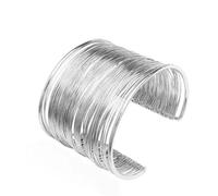 MAJALE Bracciale regolabile da donna in bagno in argento e oro 18 carati - Bracciale largo stile schiavo, moda urbana, regalo elegante bracciale oro e argento, Ottone