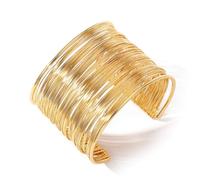 MAJALE Bracciale regolabile da donna in bagno in argento e oro 18 carati - Bracciale largo stile schiavo, moda urbana, regalo elegante bracciale oro e argento, Ajustable, Ottone
