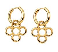 MAJALE - Orecchini a cerchio dorato con fiore di Barcellona, in acciaio inox con bagno d'oro e argento, ipoallergenici, leggeri e resistenti all'acqua, gioielli da donna (Oro_M)