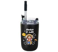 MAJEQZGY Borraccia da 280 ml, a prova di perdite, con cannuccia, in acciaio inox, per lavoro, viaggi, attività all'aperto, scuola (nero)