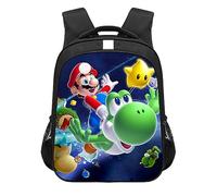 MAJEQZGY Mario 3D Stampato Zaino Scuola per Bambini 14 Pollici Alta Capacità Zaini Da Viaggio Borse Libri Borsa Scuola Bambini Zaino, Fuga Terra, L