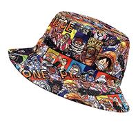 MAJEQZGY One Piece Bucket Hat Secchio Cappello da sole Beach Cappello da sole in cotone Unisex Casual Cappello da pescatore per uomini donne ragazzi festival accessori per feste cartoni animati