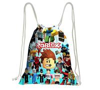 MAJEQZGY Roblox - Sacca da ginnastica con coulisse, grande zaino sportivo, con coulisse, per uomini, donne, viaggi, spiaggia, scuola, per bambini, ragazzi, ragazze, Sorriso blu, L