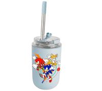 MAJEQZGY Sonic, borraccia da 280 ml, a prova di perdite, con cannuccia, in acciaio inox, per lavoro, viaggi, attività all'aperto, scuola (cerchi colorati)