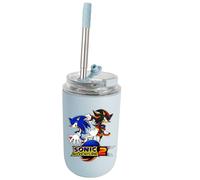 MAJEQZGY Sonic, borraccia da 280 ml, a prova di perdite, con cannuccia, in acciaio inox, per lavoro, viaggi, attività all'aperto, scuola (blu e nero)