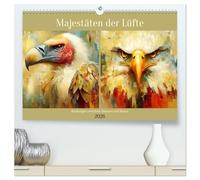 Majestäten der Lüfte. Raubvögel zwischen Himmel und Kunst (hochwertiger Premium Wandkalender 2026 DIN A2 quer), Kunstdruck in Hochglanz: Edle Greifvögel in moderner Öloptik
