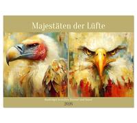 Majestäten der Lüfte. Raubvögel zwischen Himmel und Kunst (Wandkalender 2026 DIN A4 quer), CALVENDO Monatskalender: Edle Greifvögel in moderner Öloptik