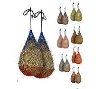 Majestic Ally 2 reti da fieno a alimentazione lenta da 106,7 cm per cavalli, forti fori piccoli da 5,1 x 5,1 cm, corda di nylon, mangiatoia da viaggio regolabile per rimorchio e stallo, simula il