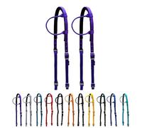 Majestic Ally Testiera scorrevole singola in nylon imbottita per cavalli, set da 2, colori assortiti (viola, completo)