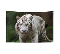 Majestic - Bandiera bianca con tigre del Bengala, 119,4 x 177,8 cm, non sbiadisce, bandiera di benvenuto da giardino, cortile, casa, cartello decorativo per interni ed esterni, decorazione per la casa