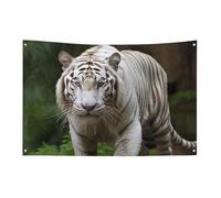 Majestic - Bandiera bianca con tigre del Bengala, 61 x 88,9 cm, non sbiadisce, bandiera di benvenuto da giardino, cortile, casa, cartello decorativo per interni ed esterni, decorazione per la casa