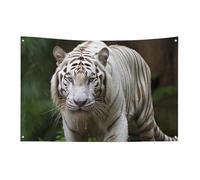Majestic - Bandiera bianca con tigre del Bengala, 89 x 150 cm, non sbiadisce, bandiera di benvenuto da giardino, cortile, casa, cartello decorativo per interni ed esterni, decorazione per la casa