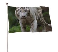 Majestic Bandiera bianca della tigre del Bengala 152,4 x 243,8 cm, stampa su entrambi i lati, bandiera decorativa da giardino, non sbiadisce, con occhielli in ottone da appendere, sfondo fotografico