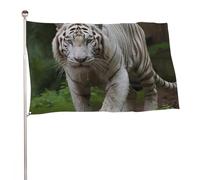 Majestic Bandiera bianca della tigre del Bengala 61 x 88,9 cm, stampa su entrambi i lati, bandiera decorativa da giardino, non sbiadisce, con occhielli in ottone, sfondo fotografico da appendere per