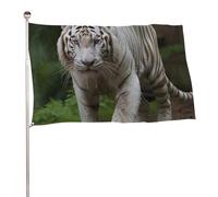 Majestic Bandiera bianca della tigre del Bengala 88,9 x 150 cm, stampa su entrambi i lati, bandiera decorativa da giardino, non sbiadisce, con occhielli in ottone da appendere, sfondo fotografico per