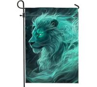 Majestic - Bandiera da giardino Aqua Lion blu verde acqua brillante per decorazione esterna bandiera artistica double face per la decorazione della casa estiva, 30,5 x 45,7 cm